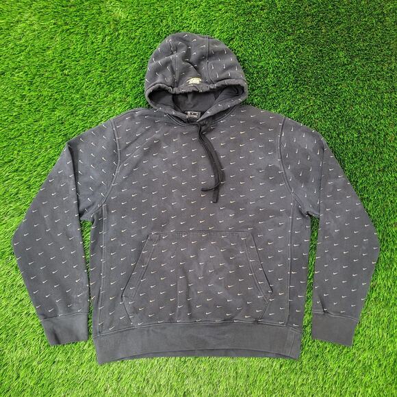 NIKE Swoosh Hoodie Medium 23x25 Baggy Faded Black AOP - Picture 1 of 16